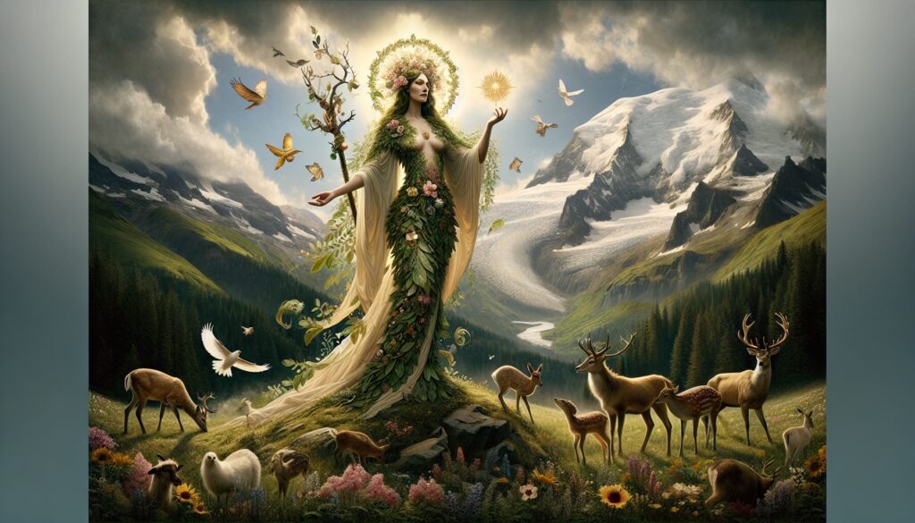 la gran diosa de las montanas protectora de la naturaleza y los animales en estatuillas y frescos Diosas, dioses y deidades