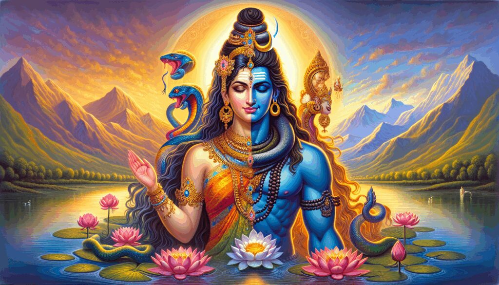 ardhanari ardhanarishvara deidad forma androgina de shiva y parvati en unidad Diosas, dioses y deidades