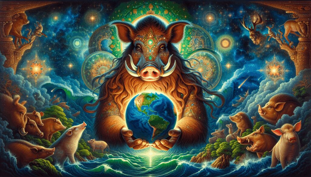 varaja varaha dios avatar jabali de vishnu que rescata la tierra del oceano cosmico Diosas, dioses y deidades