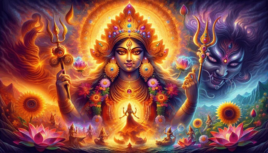 durga diosa guerrera invencible vencedora del demonio mahishasura Diosas, dioses y deidades